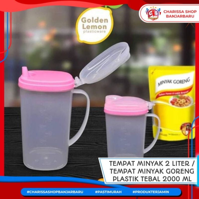 TEMPAT MINYAK 2 LITER / TEMPAT MINYAK GORENG PLASTIK TEBAL 2000 ML / TEMPAT MINYAK 2 LITER GOLDEN LE