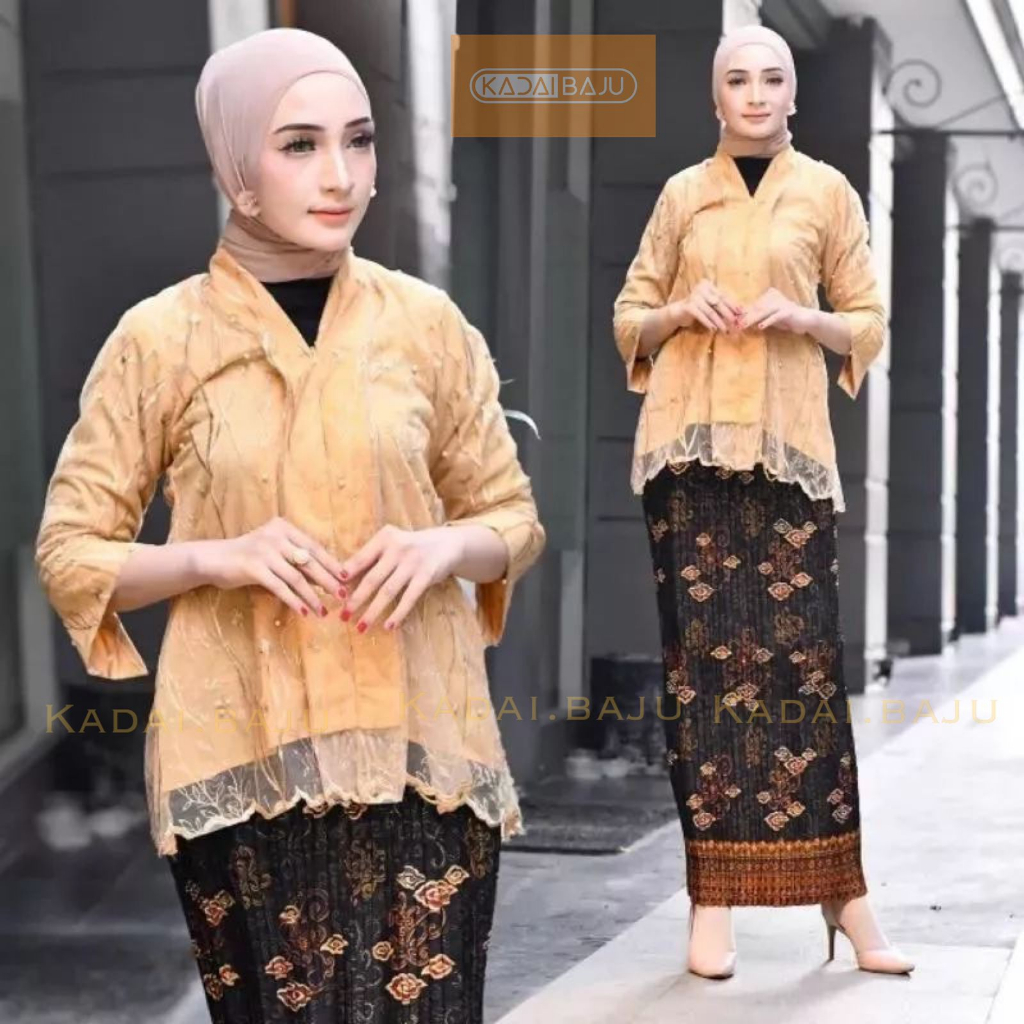 Tunik Kebaya blouse floy tulle mutiara | Kebaya modern | Baju brukat modis dan cantik | Baju kondangan tunangan pesta pernikahan