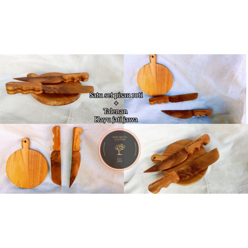 Pisau Roti dan Talenan kayu jati jawa