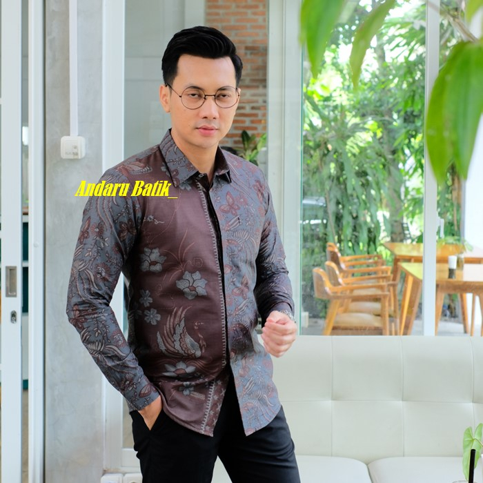 Kemeja Batik Pria Slimfit Lengan Panjang Modern Full Furing Premium Bahan Katun Primisima Solo Halus