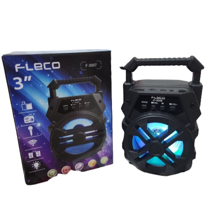 SPEAKER BLUETOOTH MIC KARAOKE FLECO F3007/F3008 RADIO FM SALON AKTIF MINI WIRELESS SUPER BASS SPEAKER PORTABLE