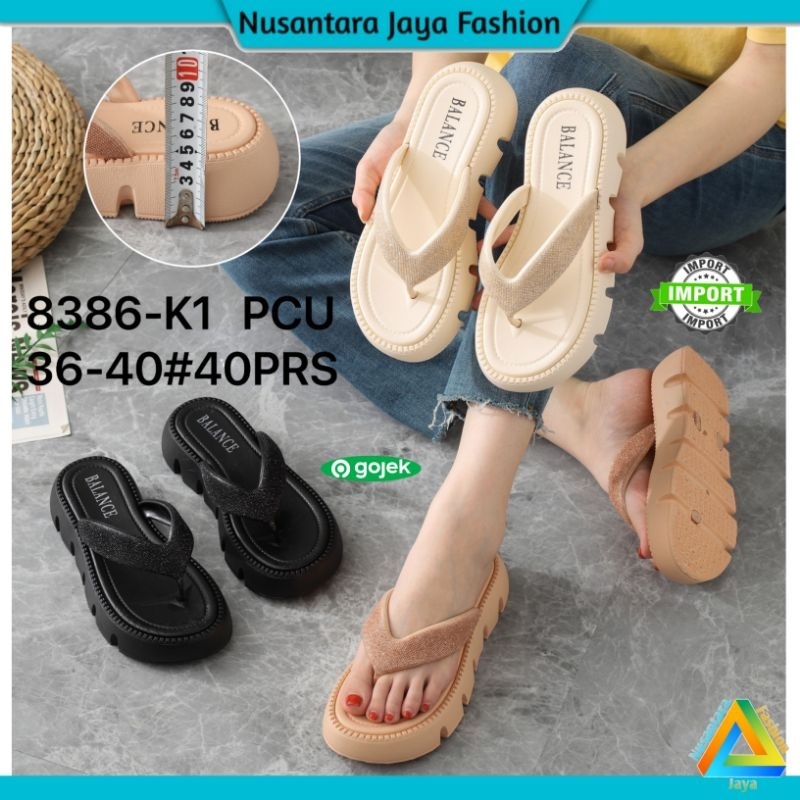 Sendal Wedges Wanita Sandal Ban 2 Gliter Balance 2088-F1 PCU