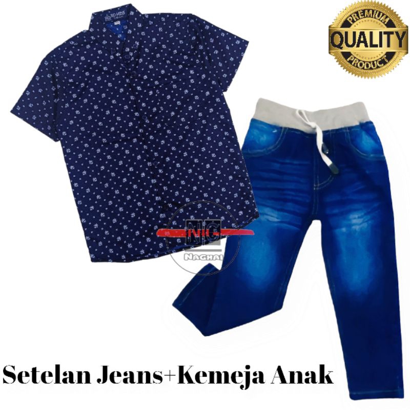 Na.ghai-Setelan Jeans Anak Laki-laki Setelan Anak Cowok Jeans Terlaris 1-8 tahun