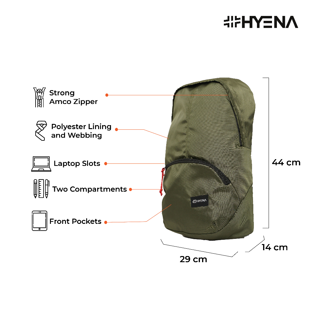 Hyena - Backpack Colyn Series Ovales Tas Punggung Tas Ransel Unisex Tas Laptop Tas Sekolah Tas Kuliah Pria Wanita (AF88)