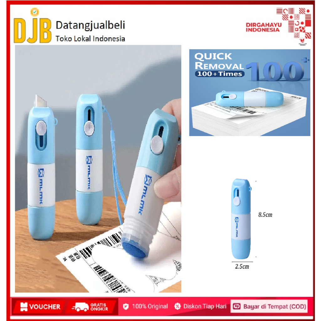 

Stempel Penghapus Resi 2 in 1 Cutter Pembuka Paket 10ml - ML-10