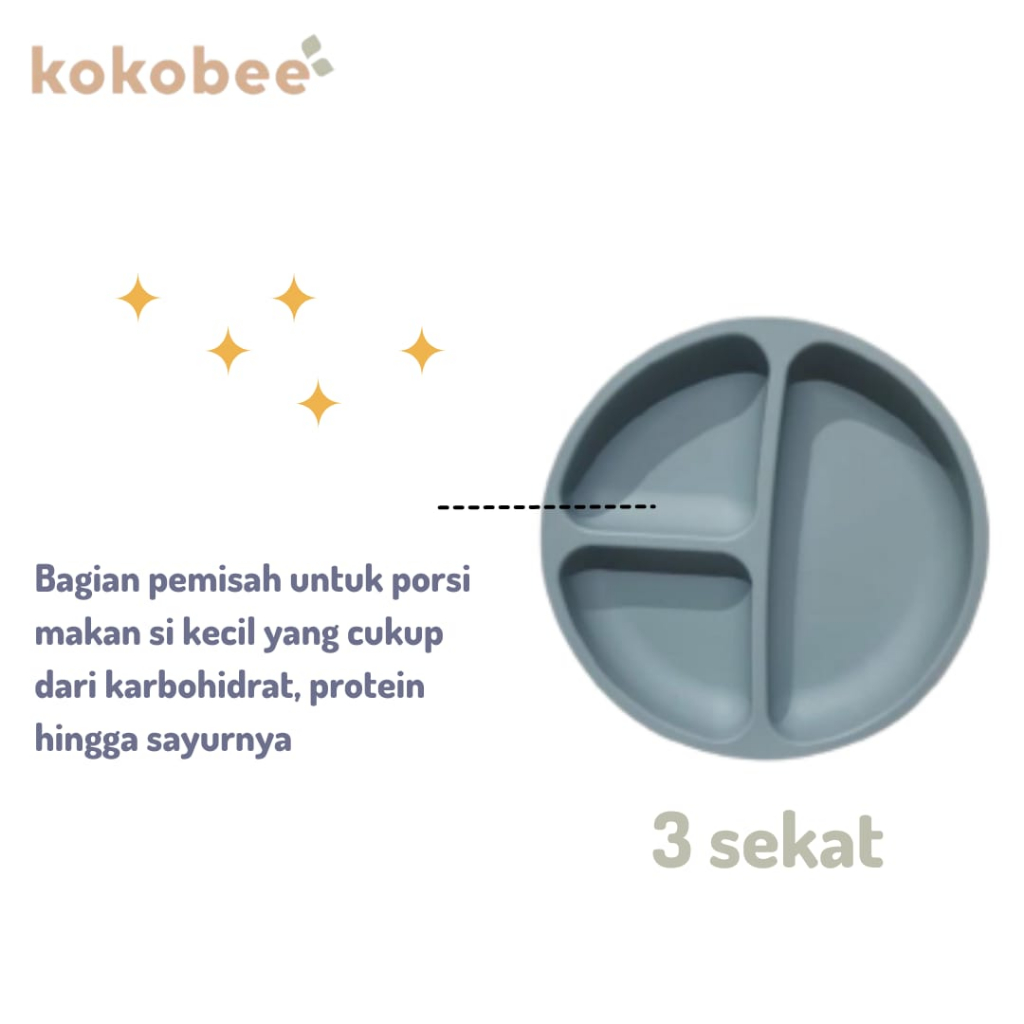 KOKOBEE - Premium Silicone Plate (6m+) / dengan sekat / Food Grade Baby Safe / mangkok silicone/coconi / bpa free / microwave safe / dishwasher / piring makan anak bayi / piring lucu / pastel / grosir / dinnerware set / giftset / peralatan makan/ mushie