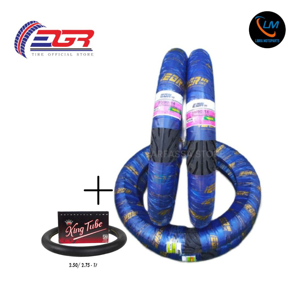 Ban Motor Matic/Mio/Beat/Spacy/Vario/Scoopy  Ring 14 Ukuran 80/90-14 Non Tubeless Dan Ban Dalam Moto