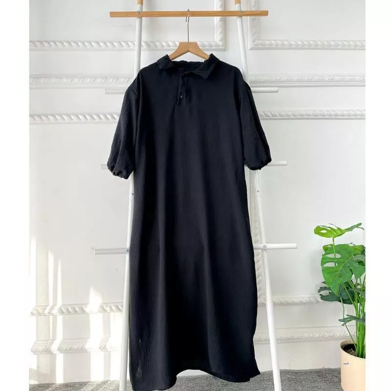 JOVANKA TUNIK MIDI LENGAN 3/4 DRESS BELAH WANITA ATASAN WANITA CRINCLE AIRFLOW PREMIUM (KJI)