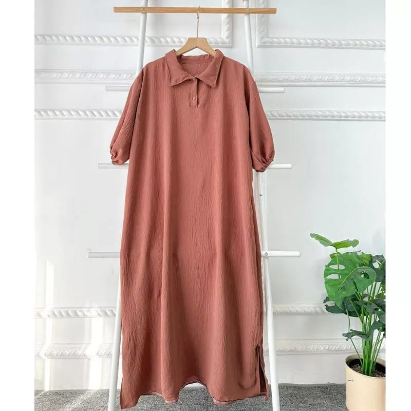 JOVANKA TUNIK MIDI LENGAN 3/4 DRESS BELAH WANITA ATASAN WANITA CRINCLE AIRFLOW PREMIUM (KJI)