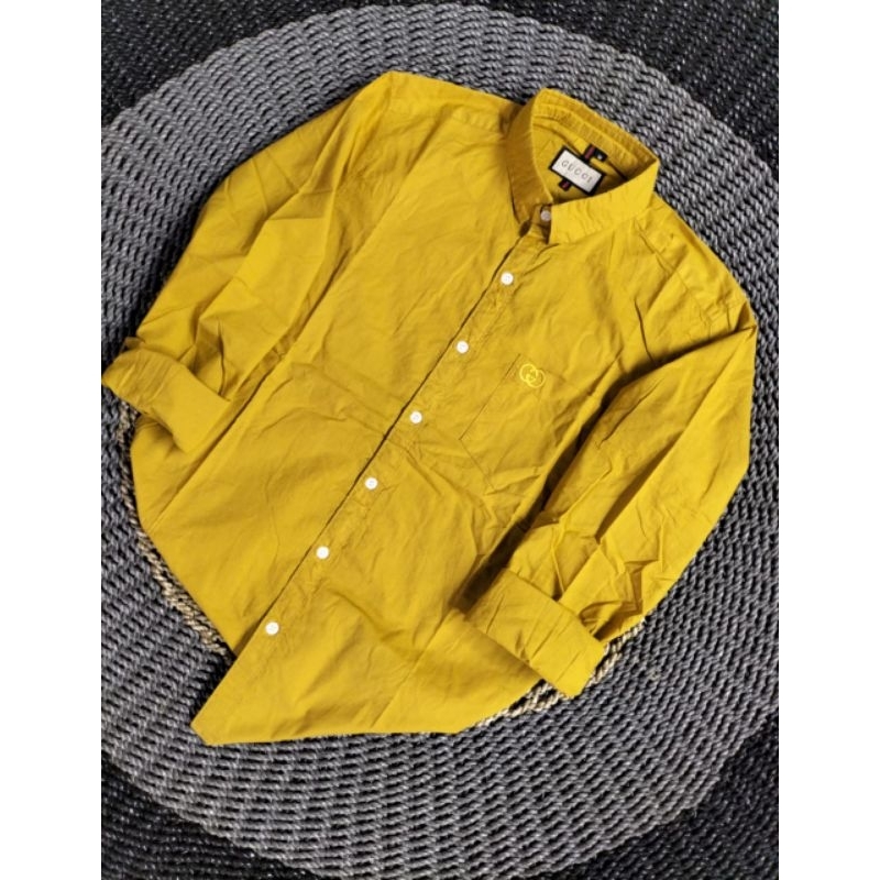 COD Kemeja Formal Pria Lengan Panjang/ Kemeja GUCCI Polos Pria Import/Kemeja Kerja Pria Terbaru