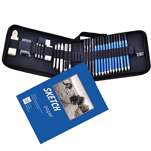 

33 Pcs Professional Drawing / Sketch Pencil Set Charcoal Eraser