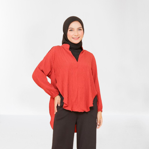 Outer Wanita Lady Crush Garis Blouse Belah Samping Ot01pa