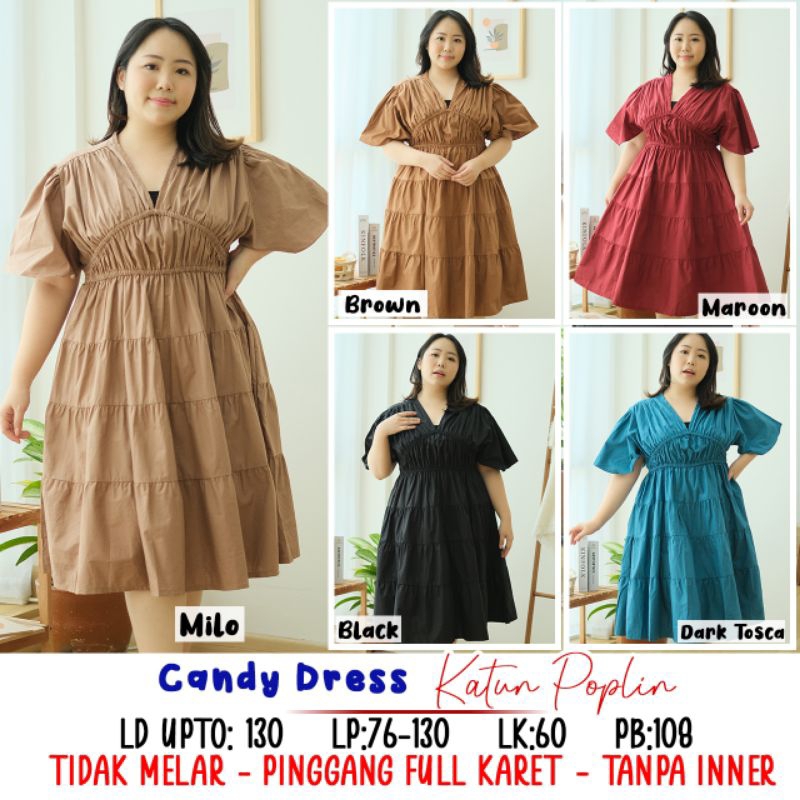CANDY DRESS KATUN POPLIN WANITA BIGSIZE MURAH JUMBO BESTSELLER