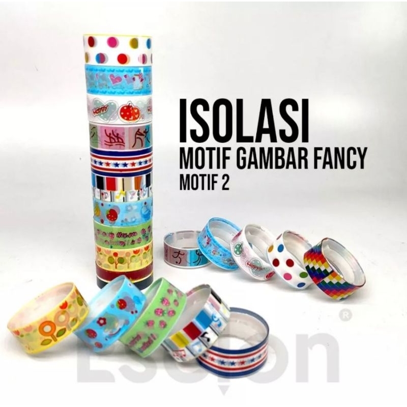 SOLASI KECIL MOTIF LUCU / ISOLASI TOPLES KUE MURAH / SELOTIP TOPLES KUE (1 SLOP/10 PCS)