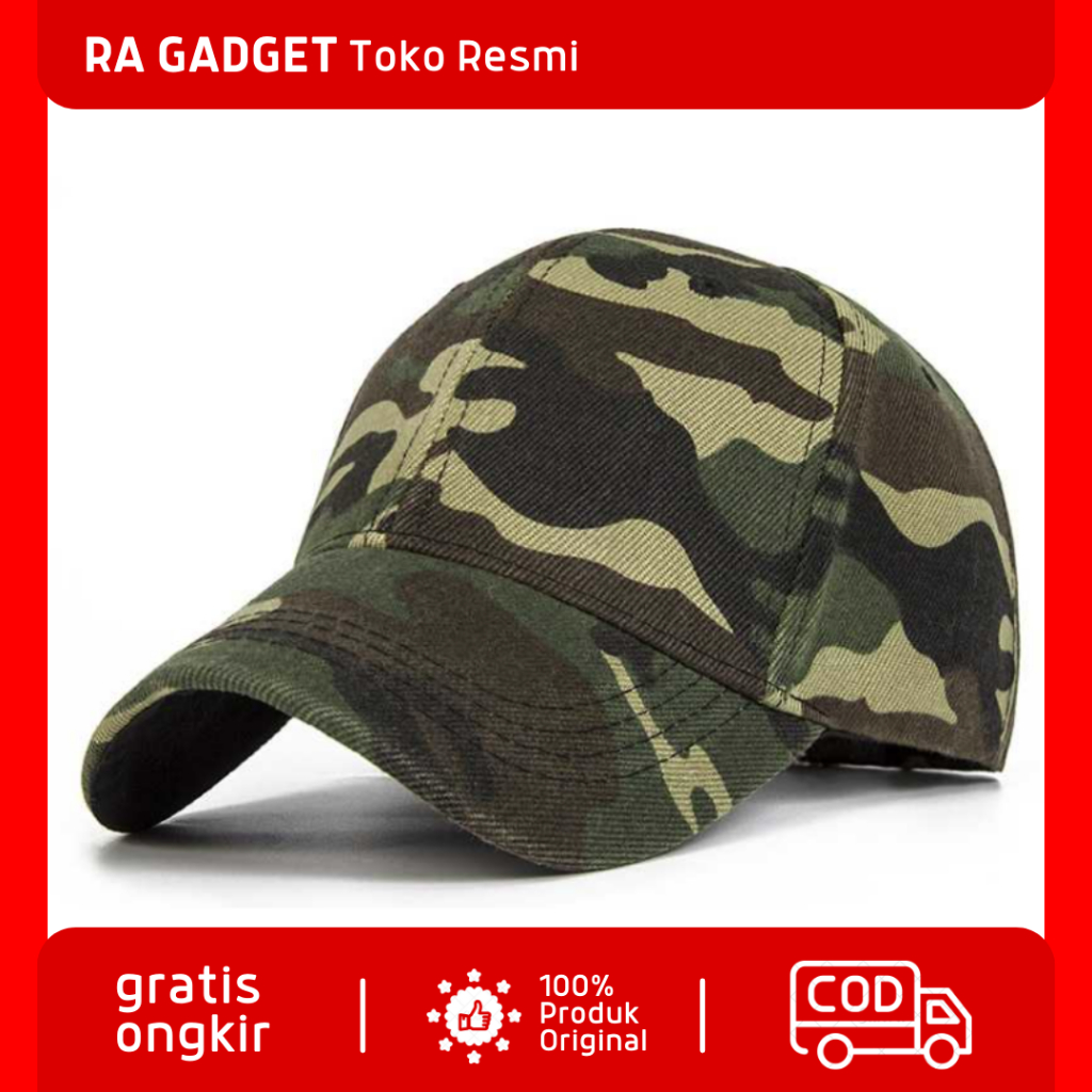 Topi Trucker Baseball Camouflage Army Summer Hat / Topi Snapback Basebal Camouflage Bordir Pria Wani