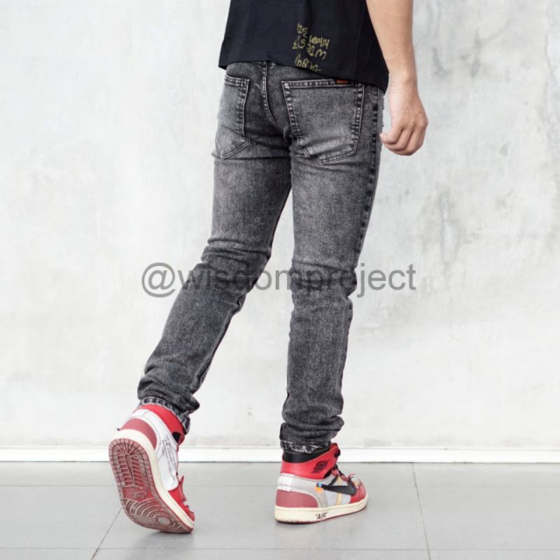 Wisdom Plestyle - Celana Panjang Jeans pria Sobek Lutut Rpd5 Original Stretch badjatex Premium