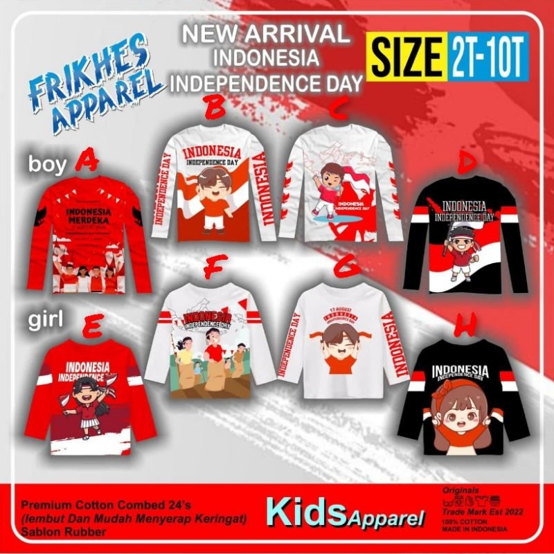 Kaos Anak Boy &amp; Girl Lengan Panjang 2-10T