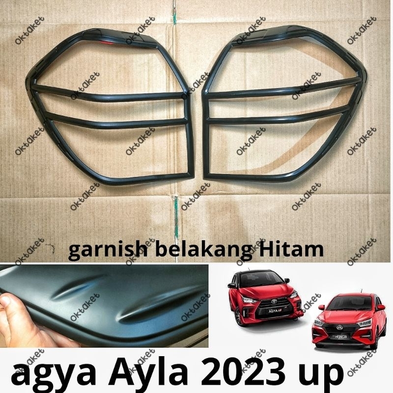 garnish lampu belakang Agya Ayla 2023 2024 2025 Hitam Chrome Carbon gr sport