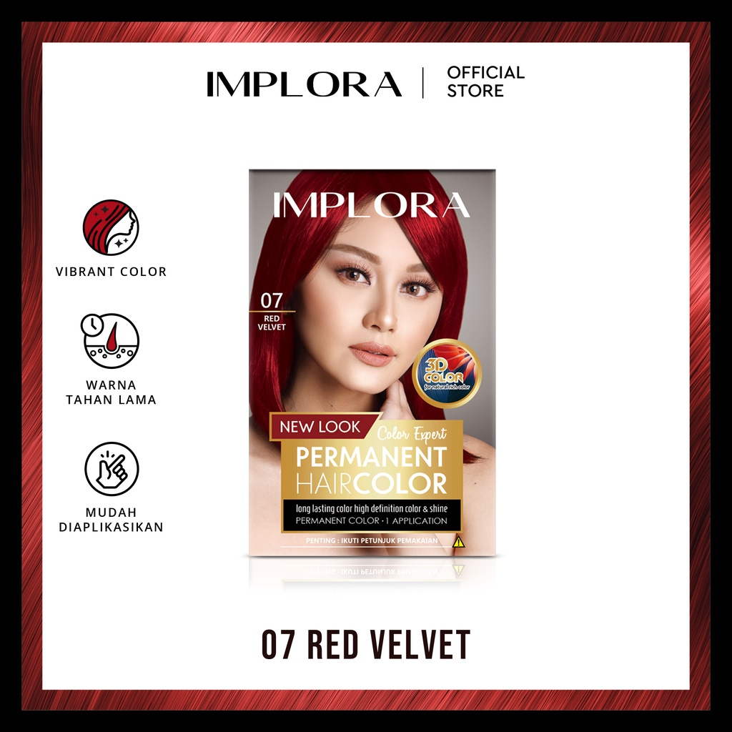 IMPLORA New Permanent Hair Color Red Velvet | Cat Rambut Implora Bleaching Warna Natural