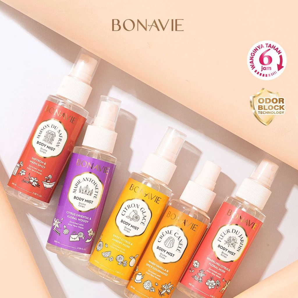 Bonavie Body Mist I Creme Canele I Citron Glace I Fleur Du Jardin I Marie Antonite I Maison Du Safron