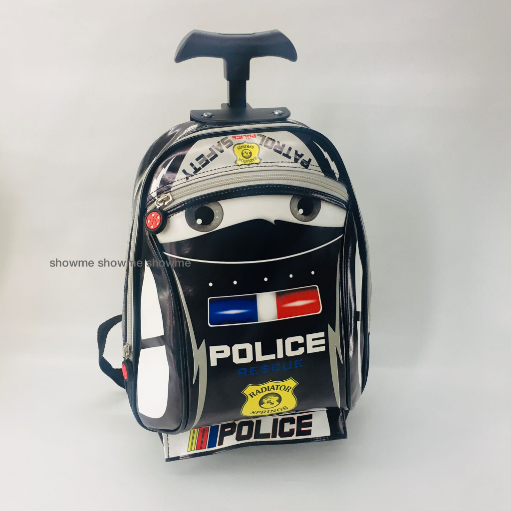 SHOWME TROLI - TROLLEY DORONG TAS ANAK SEKOLAH PAUD - TK KARAKTER CARS MCQUEEN SHERIFF POLICE BLACK