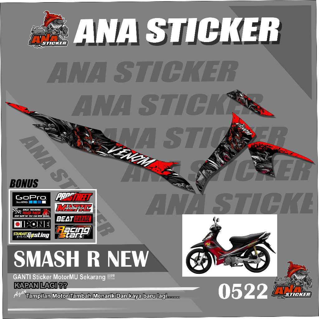 0522 STICKER STRIPING SUZUKI SMASH R NEW VENOM SEMIFULL