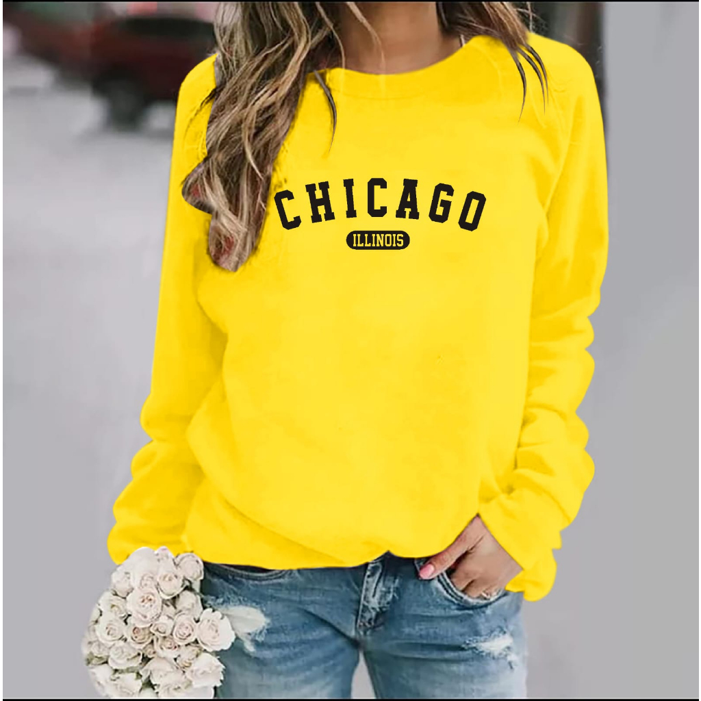 BISA COD~BAJU TRENDY CHICAGO GIRL TERBARU-KAOS DISTRO WANITA KEREN LENGAN PANJANG MASA KINI DAN TERLARIS