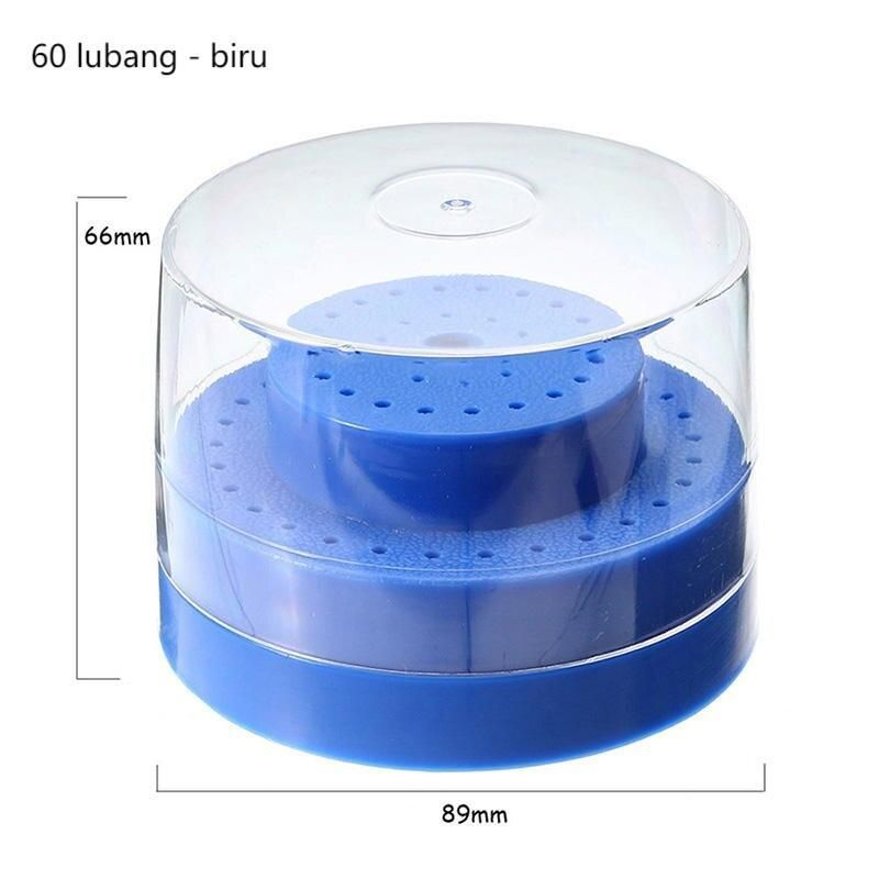 Dental Bur Holder 60 Lubang Kotak Bur Holder Tempat Penyimpanan Bur Dental Kotak Bulat Tempat Bur