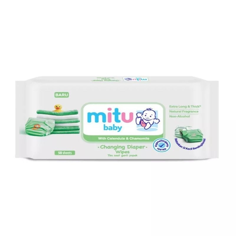 Mitu Baby Extra Thick 50 sheet dan   Blue Tisu Basah
