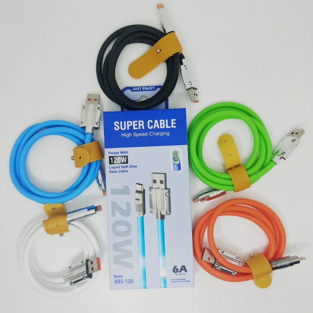 ROBOT POWER CABLE 120W 6A KABEL DATA IPH Super Fast Charge Type C Lightning Liquid Silicone Cable Quick Charge Micro USB Cable for Xiaomi Huawei VIVO Samsung Apple Pixel POCO PHONE BY SMOLL