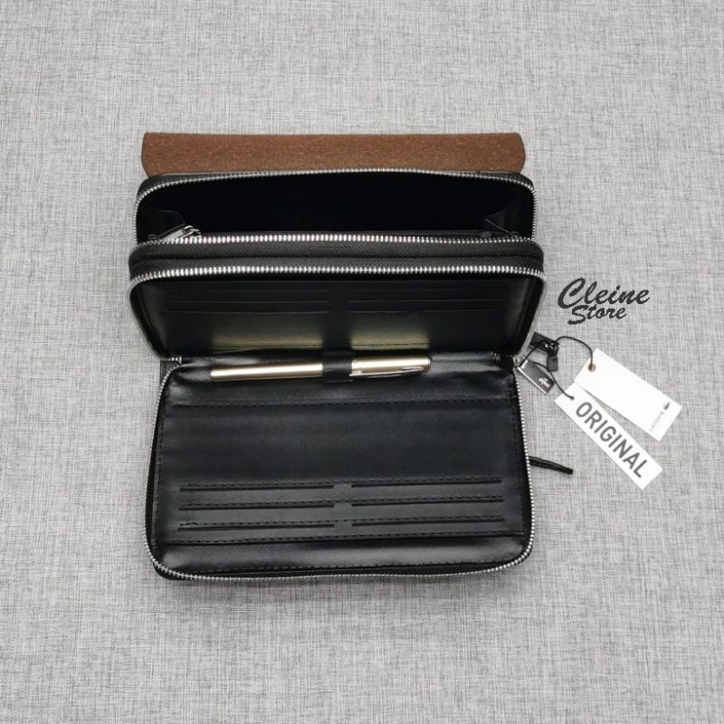 Handbag Clutch Pria LCST Navy Leather Grid