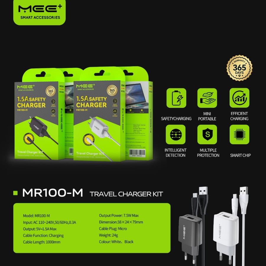 Charger Set Micro MEE+ MR100-M 1.5A / MR101-M 2.4A Charger Micro USB