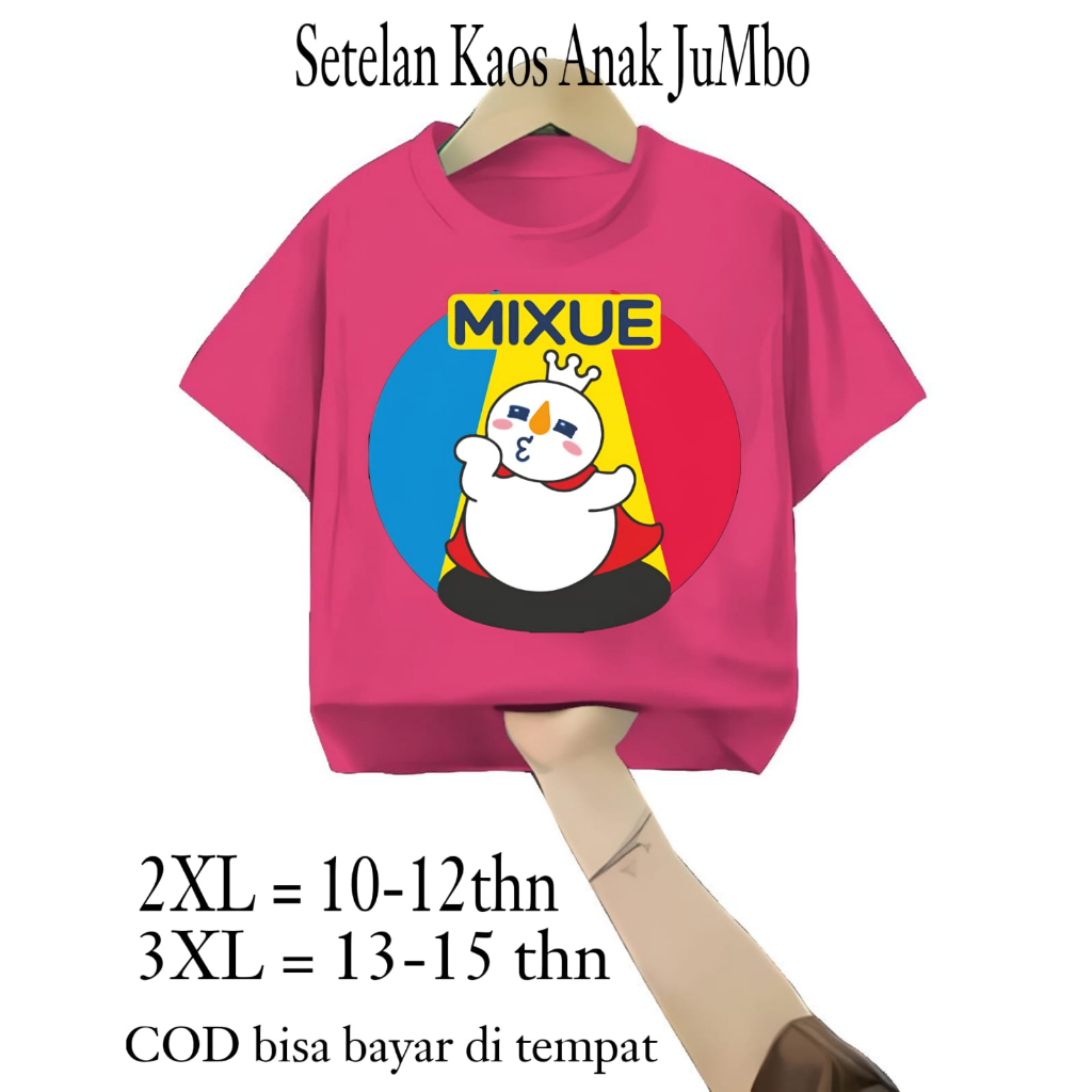 Hzl_Outfit Kaos Baju Mixue Rainbow Anak Tanggung 10-15 Tahun