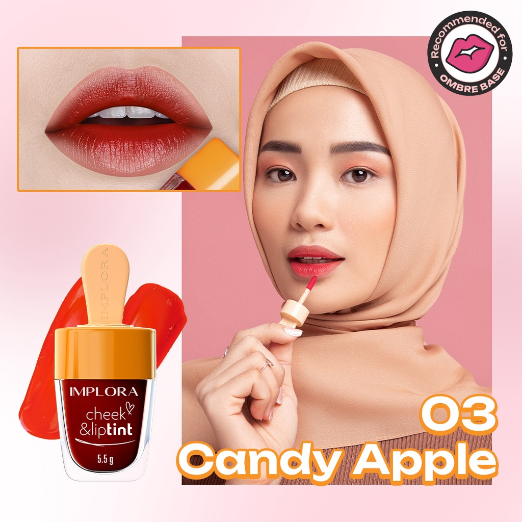 Implora Cheek &amp; Liptint 5.5gr Candy Apple BPOM | Lip Tint Implora 6 Varian 100% Original