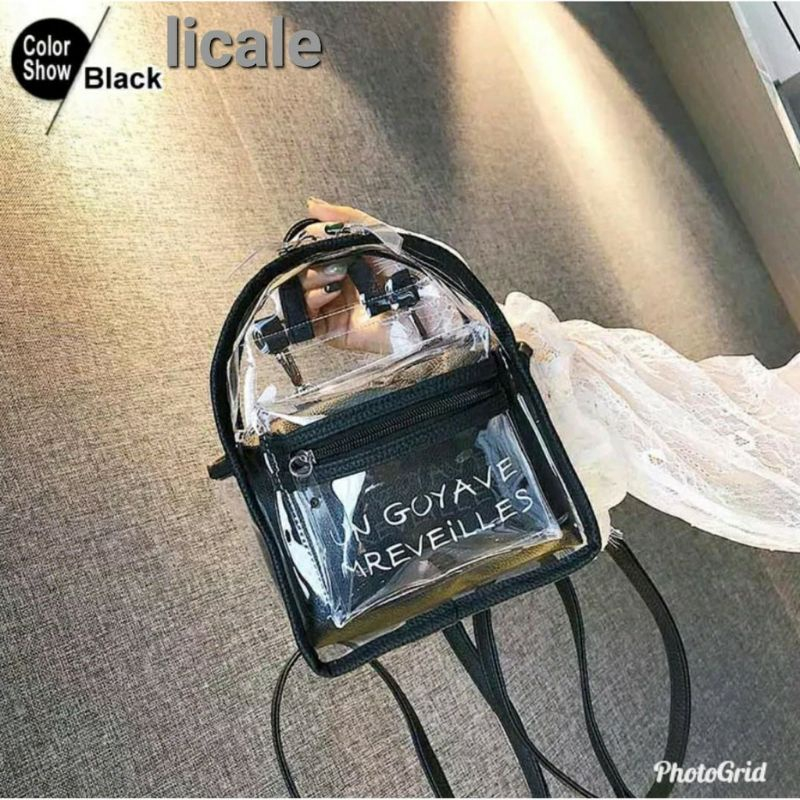 Ransel Wanita Transparan Bahan Mika Anti Air - Tas Gendong Transparan Wanita kualitas Premium Multif