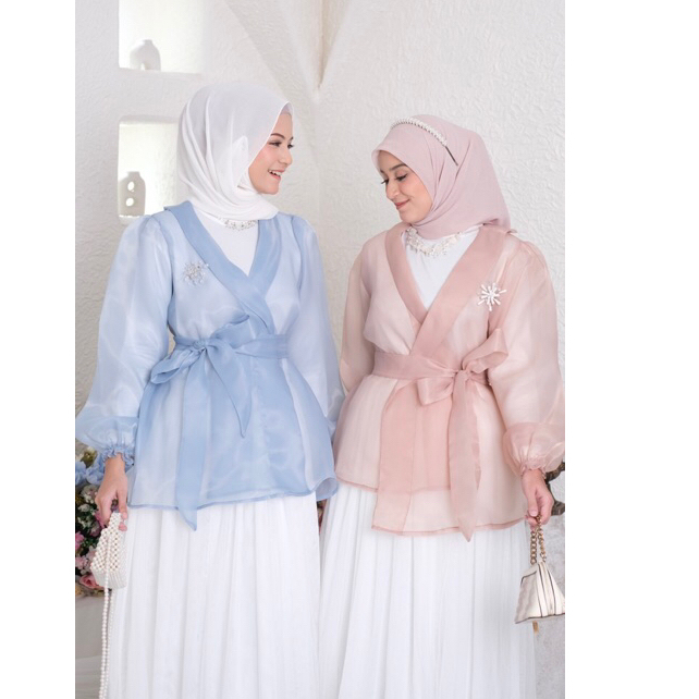 Ounadoutfit Outer Organza / Outer pesta / outer wanita / cardigan kimono / blouse kondangan / blazer kekinian