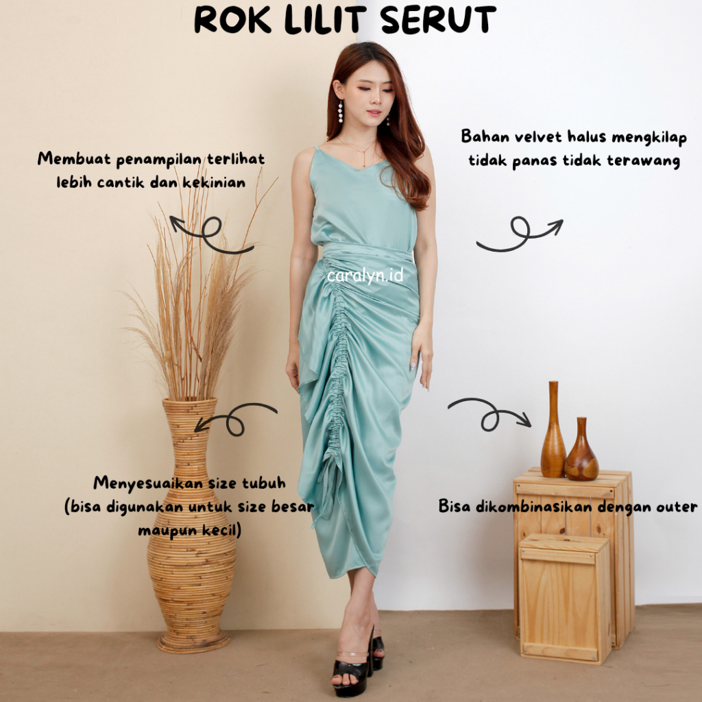 ROK LILIT WRAP SKIRT VELVET SERUT