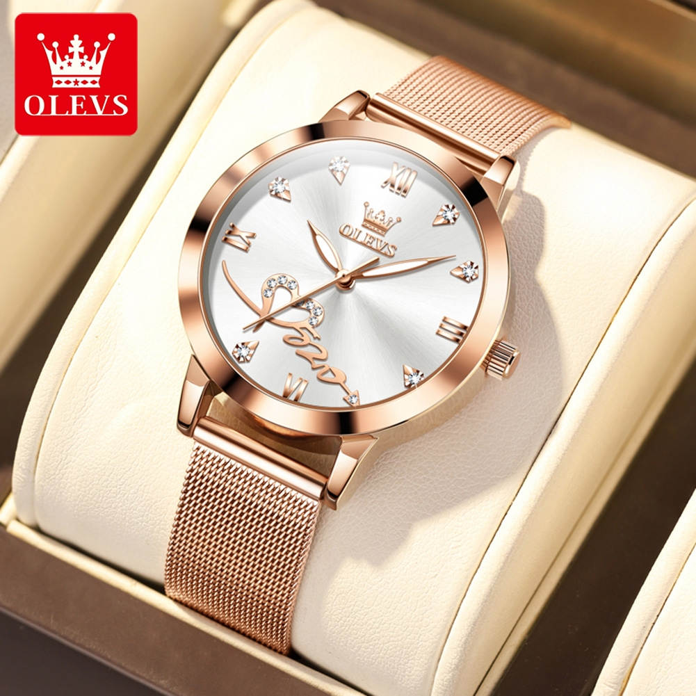 OLEVS Jam Tangan Wanita Original Anti Air Tahan Kecil Branded Elegan Analog Rose Gold Ultra-thin Women Watch