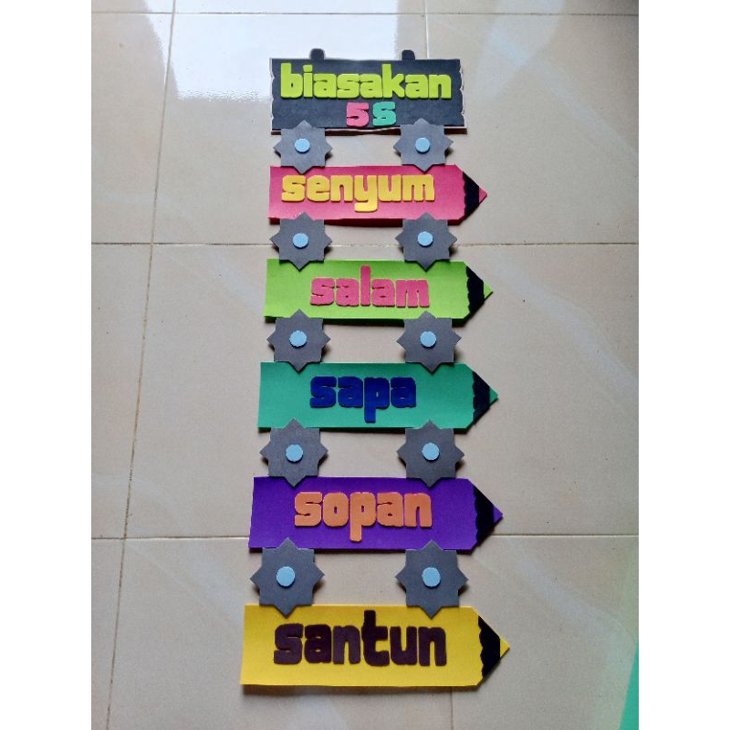 Hiasan Senyum//Hiasan 5 S// Hiasan Kantor//Hiasan sekolah//Hiasan Busa Hati//kado