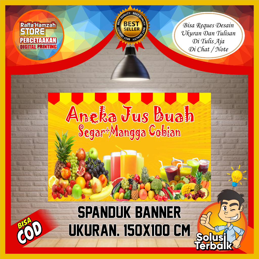 Spanduk, Banner Minuman Aneka Jus Buah Spanduk Aneka Jus Buah Size. 150x50 Cm Bisa Request