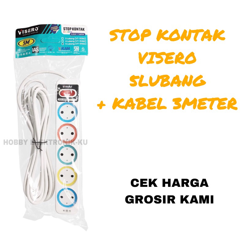 STOP KONTAK COLORFUL VISERO 5LUBANG + KABEL 3METER