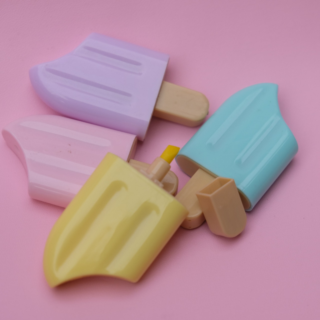 Highlighter Es Krim Stick Gigit / Highlighter Stik Ice Cream Cute Lucu / Stabilo Imut Unik Alat Tulis Sekolah dan Kantor kekinian Kualitas terbaik bisa Grosir dan COD