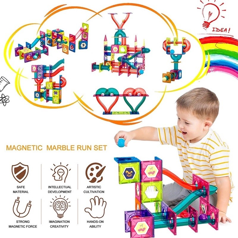 【COD】42/68 pcs Magnetic Blocks Edukasi Mainan Building Brick Anak Edukatif 3D Tiles