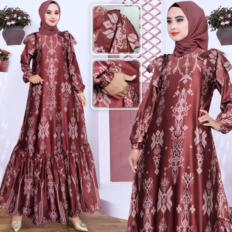 Samarinda Dress Motif Pesta Terbaru| Gamis Pesta silk premium| Busui|