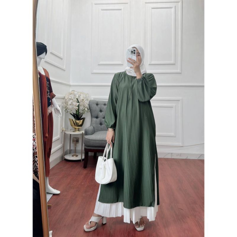 long tunik hornet knit premium lengan panjang karet