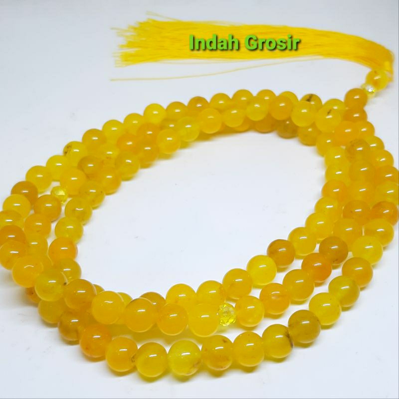 Tasbih batu giok kuning 8mm 108butir