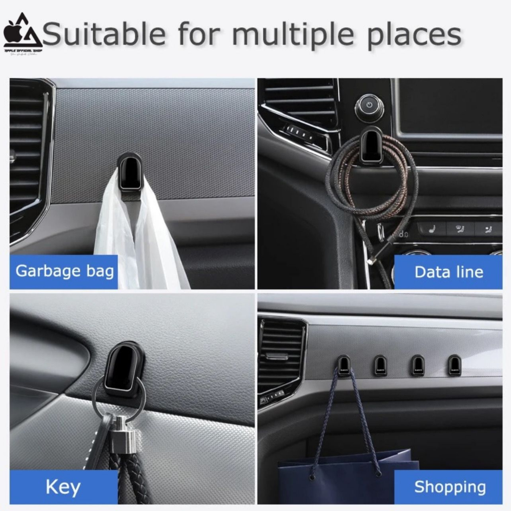 Car Mini Black Hook Tempelan Gantungan Barang Dashboard Interior Mobil Holder Multi Fungsi Serba Guna Multi Fungsi Cantolan Barang Kunci Earphone Headset Kabel Usb