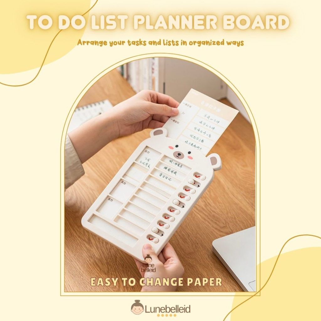

Cute Bear Aestethic Memo Planning Board / Daily Task Checklist Board / Papan Checklist Estetik To Do