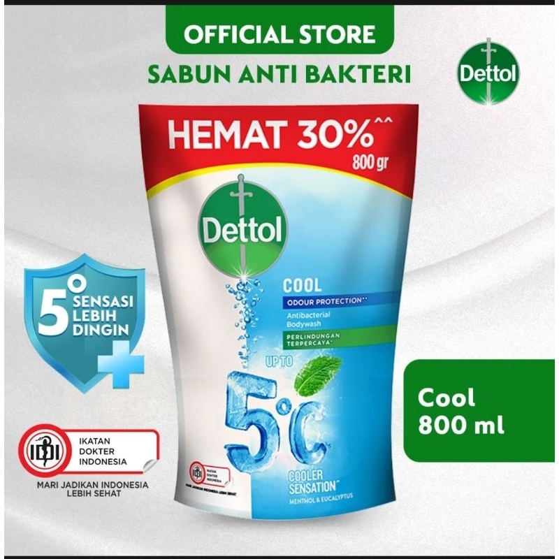 DETTOL Antibacterial Body Wash Sabun Mandi Cair Anti Bakteri Original ; Lasting Fresh ; Fresh ; Cool 800ml