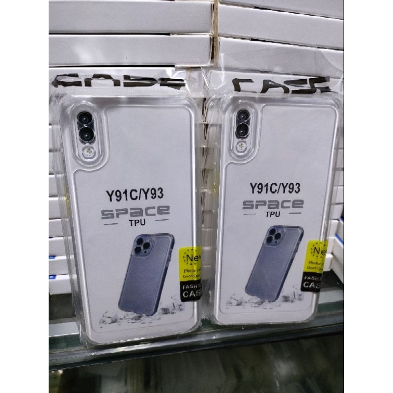 Softcase Vivo Y91C Vivo Y93 Tampa Lubang Fencer Lubang 3 Silikon Casing Case Bening Transparan Pelindung Camera